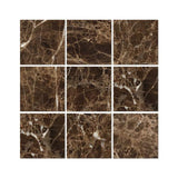 4 x 4 Polished Emperador Dark Marble Tile.