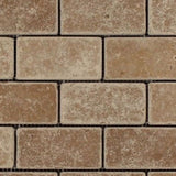 Noce Travertine 2x4 Tumbled Mosaic Tile.