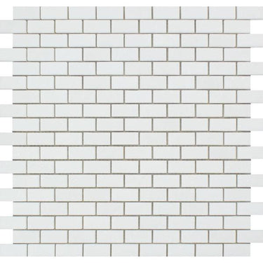 5/8 x 1 1/4 Honed Thassos White Marble Baby Brick Mosaic Tile.