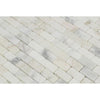 5/8 x 1 1/4 Polished Calacatta Gold Marble Baby Brick Mosaic Tile.