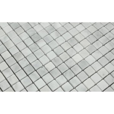 5/8 x 5/8 Honed Bianco Mare Marble Mosaic Tile.
