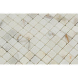 5/8 x 5/8 Honed Calacatta Gold Marble Mosaic Tile.