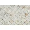 5/8 x 5/8 Polished Calacatta Marble Gold Mosaic Tile.