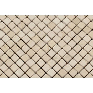 5/8 x 5/8 Tumbled Crema Marfil Marble Mosaic Tile.