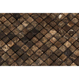 5/8 x 5/8 Tumbled Emperador Dark Marble Mosaic Tile.