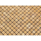 5/8 x 5/8 Tumbled Gold Travertine Mosaic Tile.