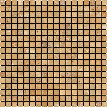 5/8 x 5/8 Tumbled Gold Travertine Mosaic Tile.