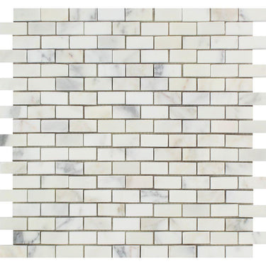 5/8 x 1 1/4 Honed Calacatta Gold Marble Baby Brick Mosaic Tile.
