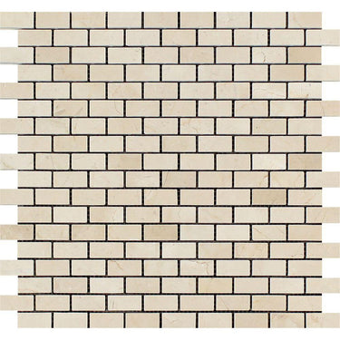 5/8 x 1 1/4 Polished Crema Marfil Marble Baby Brick Mosaic Tile.