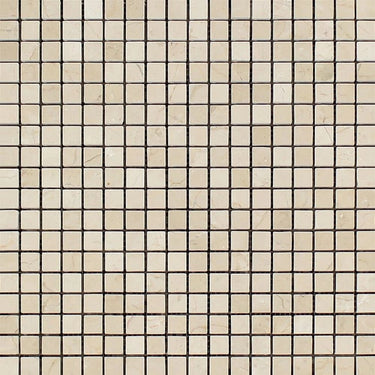 5/8 x 5/8 Polished Crema Marfil Marble Mosaic Tile.