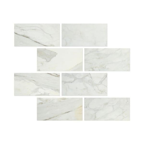 6 x 12 Honed Calacatta Gold Marble Tile.