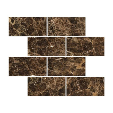 4 x 12 Polished Emperador Dark Marble Tile.