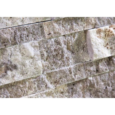 6 x 24 Split-faced Silver Travertine Ledger Panel.