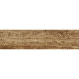 6 x 24 Unfilled Brushed Noce Exotic (Vein-Cut) Travertine Tile.
