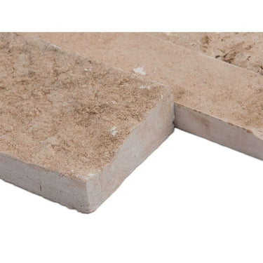 Noce Travertine 6x18 Stacked Stone Ledger Corner.