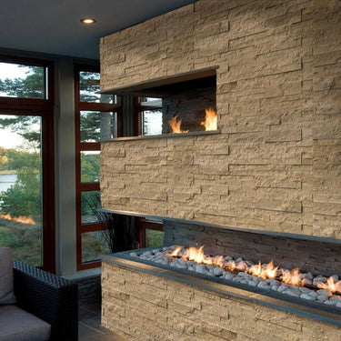 Noce Travertine 6x18 Stacked Stone Ledger Corner.