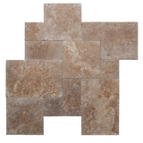 Noce Travertine Tumbled Versailles Pattern Tile.