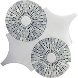 WATERJET SNOWFLAKE Imperial White, Carrara Mosaic Tile.
