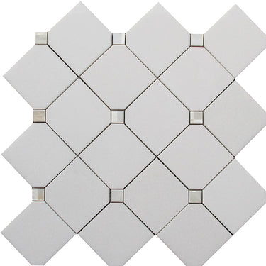 ALASKA PEARL SQUARE Thassos/Shell Mosaic Tile.