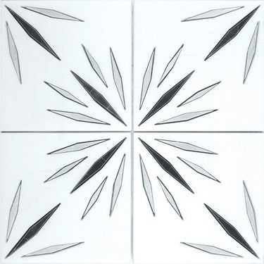 ARTISTIC AURA WHITE DOLOMITE/ ICE GREY/ ANIA BLACK Surface: HONED Mosaic Tile.