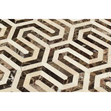Emperador Dark Polished Marble Berlinetta Mosaic Tile (Emperador Dark + Crema Marfil).
