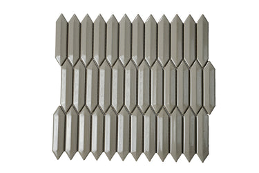 CC Mosaics +TENDER GRAY 3D PICKET 1X4 Porcelain Mosaic Tile.
