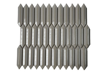 CC Mosaics +TAUPE 3D PICKET 1X4 Porcelain Mosaic Tile For Wall.