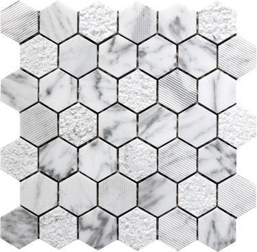 BALI INDI CARRARA Bianco Carrara Mosaic Tile.