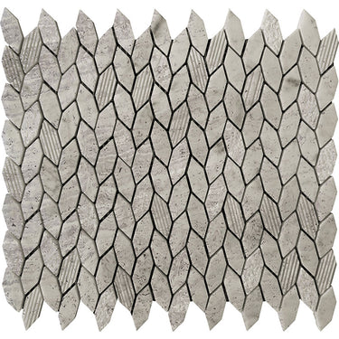 BALI LEAF WOODEN Wooden Grey Mosaic Tile.
