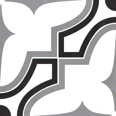 Roca Casablanca Market 8x8 floor tile showing a patterned ceramic tile with neutral tones and intricate geometric design.