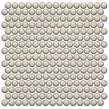 CC Mosaics +CREAM PENNY ROUND Porcelain Mosaic Tile.