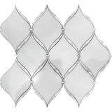 WATERJET COASTAL BREEZE Paper White marble, shell Mosaic Tile.