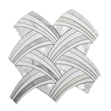 WATERJET COASTAL SURGE Calacatta Gold/Thassos/Shell Mosaic Tile.