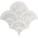 WATERJET COASTAL AMARIS Thassos, Shell Mosaic Tile.