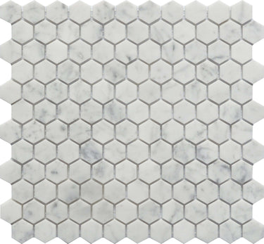ROCKART CARRARA MARBLE 1X1 HEXAGON 12X12 MOSAIC.
