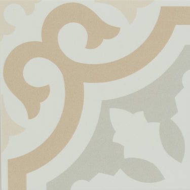 Roca Casablanca Fond 8x8 floor tile showing a classic ceramic tile pattern in neutral tones.