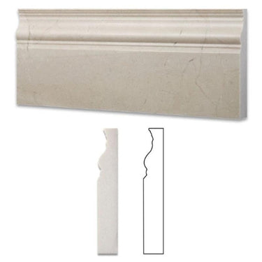 4 3/4 x 12 Polished Crema Marfil Marble Baseboard Trim - MosaicBros.com