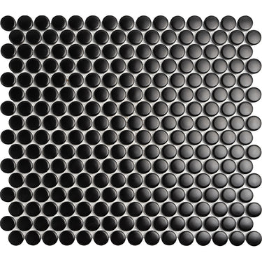 Black Star Matte Penny Round Mosaic Tiles - MosaicBros.com