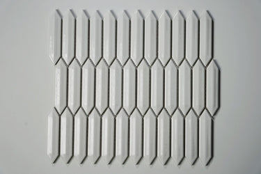 CC Mosaics +WHITE 3D PICKET 1X4 MOSAIC.