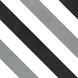 Black, white, and gray Casablanca Spice 8x8 floor tile by Roca featuring Havana-style linear design.