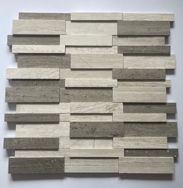 Haisa Light Marble 3D Mosaic Panel POLISHED.