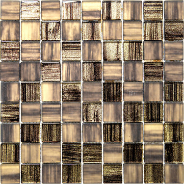 NETHERLANDS MONDRIAN CHARCOAL glass Mosaic Tile.