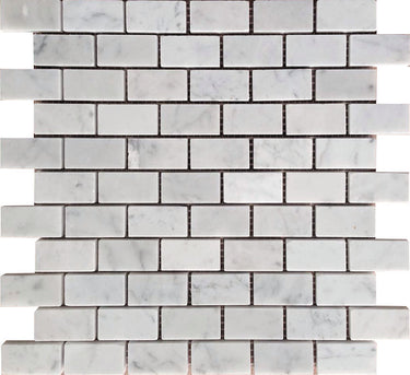 MARBELLA Carrara 1x2" honed Bianco Carrara Mosaic Tile.