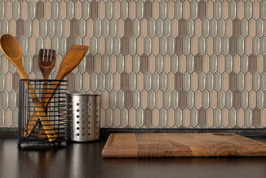 Lace Blend Ivy Picket Porcelain Mosaic Tile - MosaicBros.com