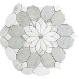 WATERJET MERLETTO BIANCO Thassos, Calacatta, Carrara Mosaic Tile.