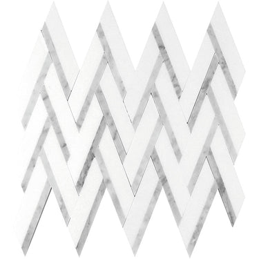MYKONOS OLYMPUS Thassos/Bianco Carrara Mosaic Tile.