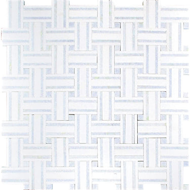 MYKONOS GIALOS Thassos/Blue Celeste Mosaic Tile.