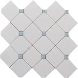 MYKONOS FOKOS Thassos/Blue Celeste Mosaic Tile.