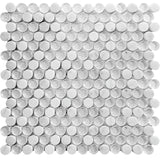 ALASKA GLACIER STONE glass, Bianco Carrara Mosaic Tile.