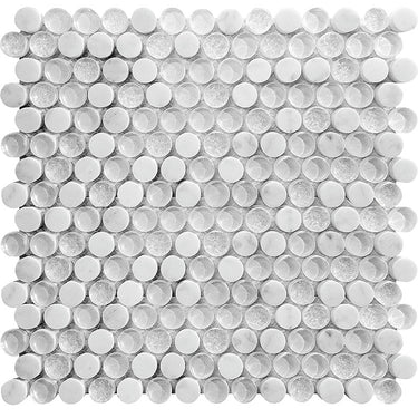 ALASKA GLACIER STONE glass, Bianco Carrara Mosaic Tile.
